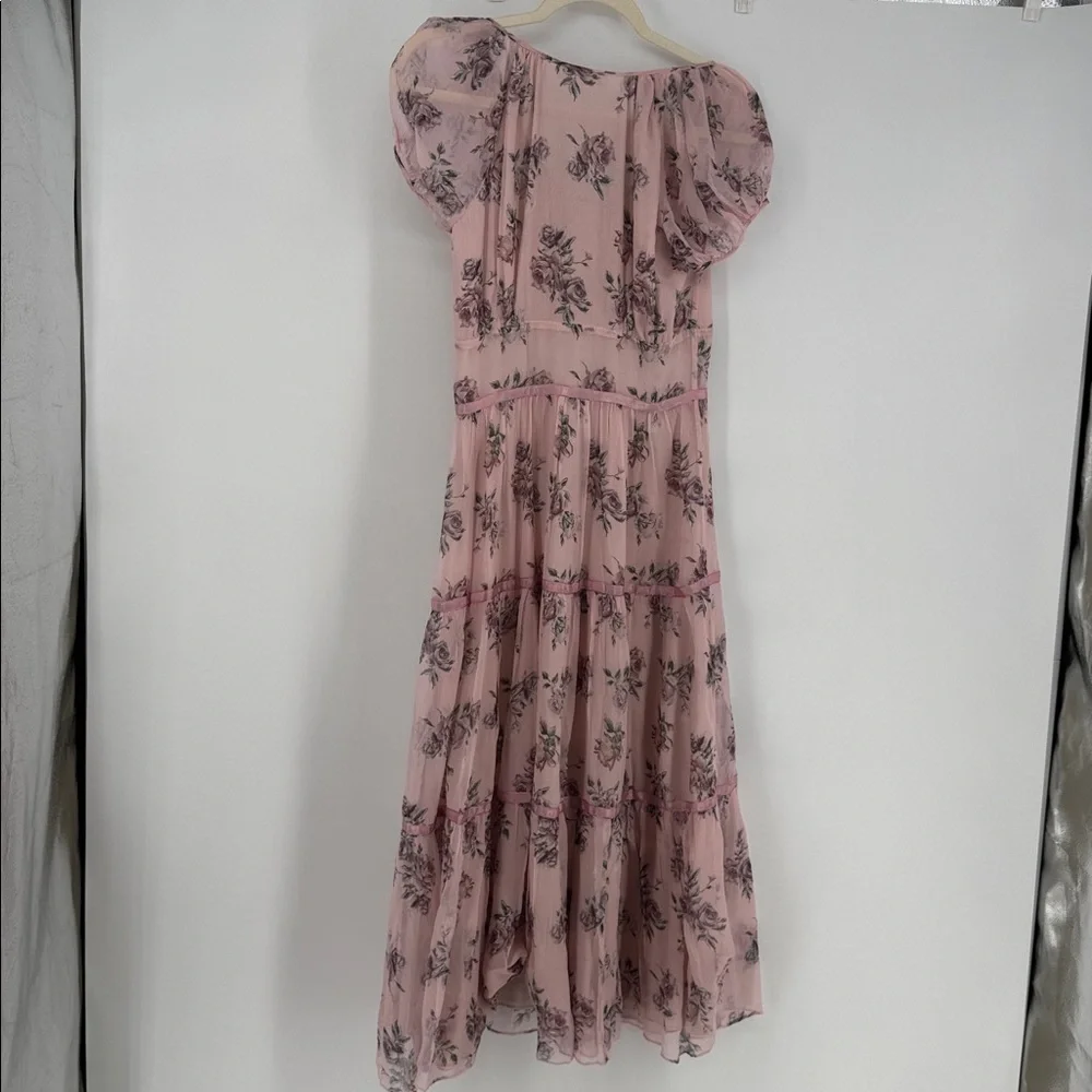 LoveShackFancy Silk Pink Floral Roses & Bows Dress - Picture 7 of 10